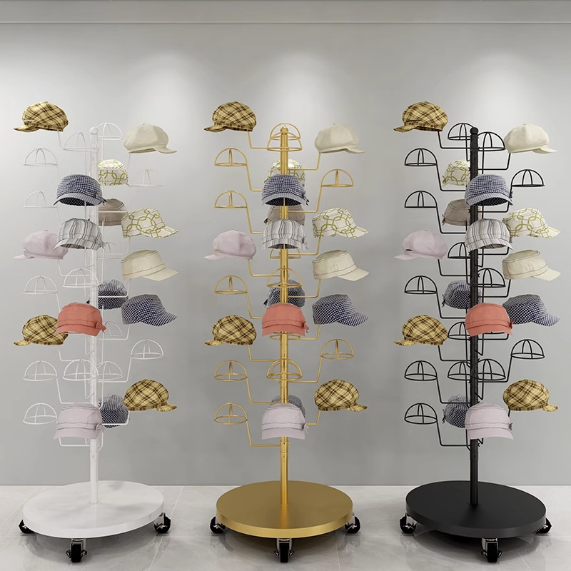 Hat display stand, floor-standing women's and children's, maternity storage hat rack, hanging hat holder, multi-layer gold, wall-mounted hanger