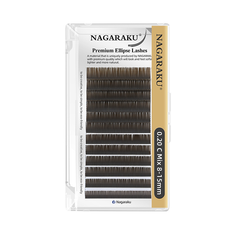 NAGARAKU marrón oscuro doble punta aire pelo plano injerto pestañas cero toque luz natural suave pestañas postizas individuales