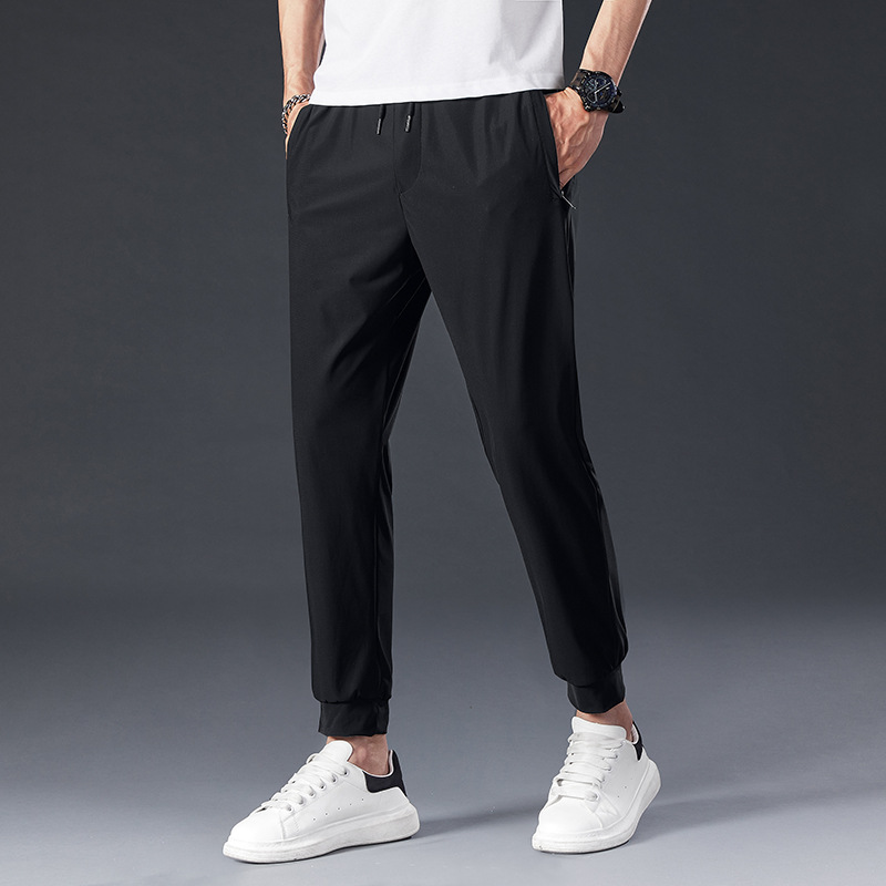 Pantalones de seda de hielo Pantalones deportivos de secado rápido de verano para hombres pantalones casuales de verano sueltos pantalones de hombre aire acondicionado pantalones atados al tobillo hombres