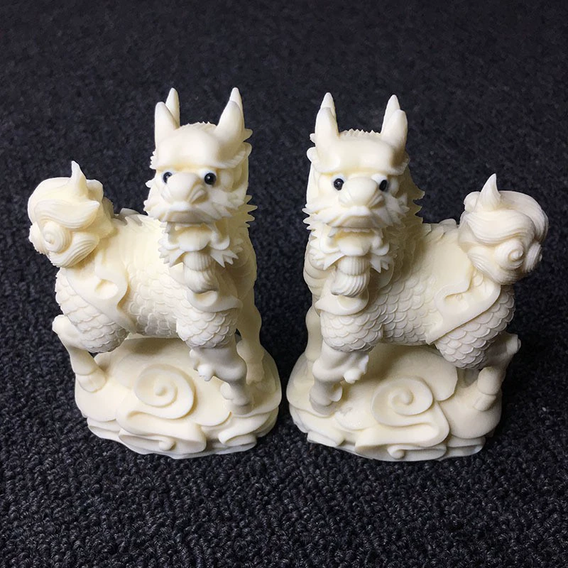 Резьба по фруктам цвета слоновой кости, благоприятное облако, единорог, автомобиль, настольные украшения, украшения для домашнего офиса, чая, домашних животных, поделки, украшения