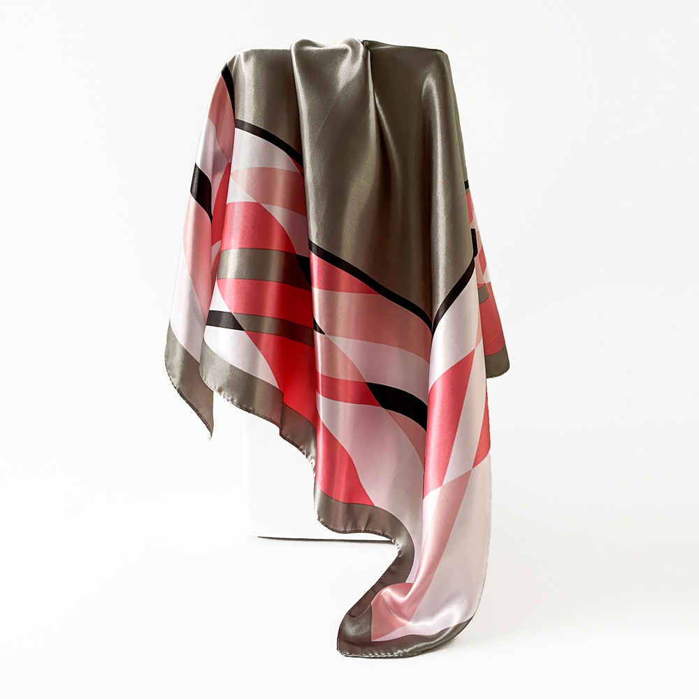 120g Weight Silk Scarf Classification Holiday, Daily Occasion Polyester Material Color Block Pattern Spring&Summer Season Women's Gender Elegant, Retro Style Women's Elegant Retro Color Block Polyester Silk Scarf 11