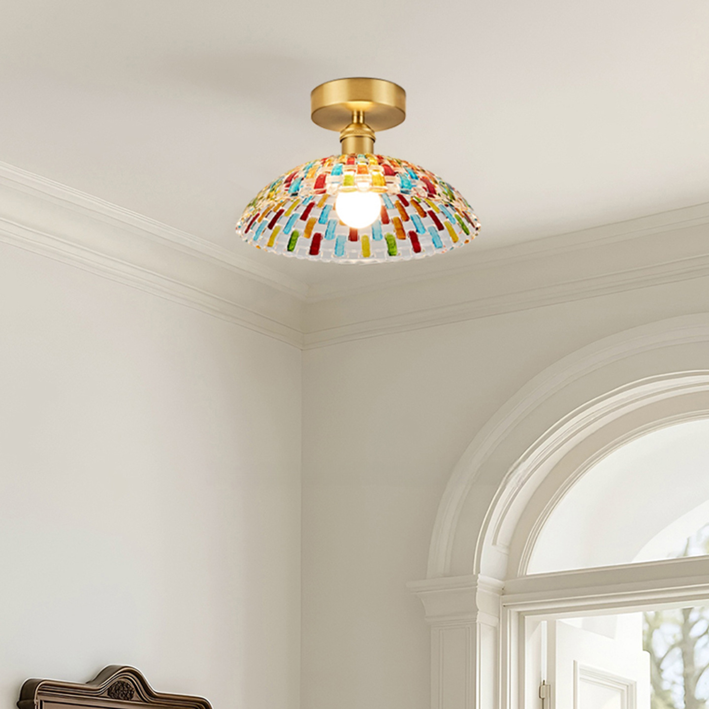 Nórdico simple estilo japonés retro restaurante dormitorio boda balcón ventana flotante lámpara de pasillo lámpara de vidrio rojo