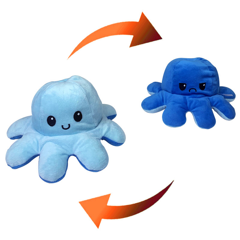 Pulpo reversible Flip pulpo juguete de peluche muñeca de expresión de doble cara muñeca de Ragdoll que cambia la cara en stock al por mayor