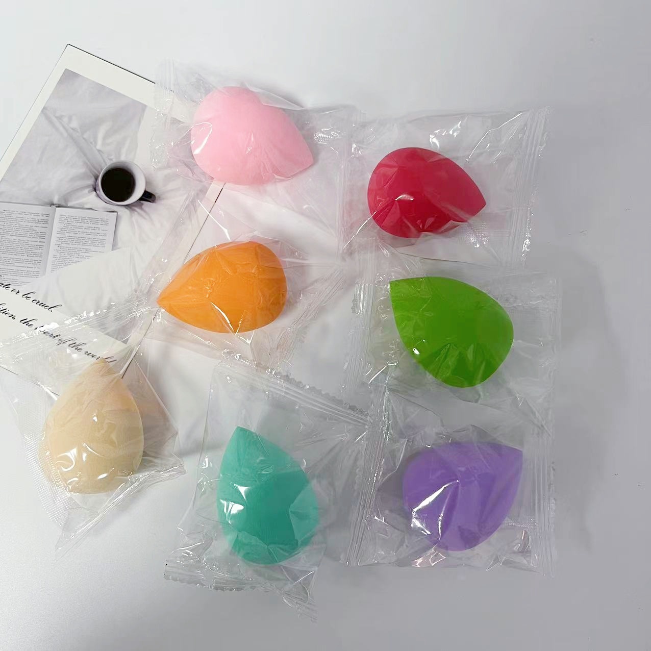 Huevos de maquillaje al por mayor, no comer polvo, secos y húmedos, gota de calabaza, huevos de maquillaje, huevos de maquillaje, esponja de maquillaje, polvo de maquillaje