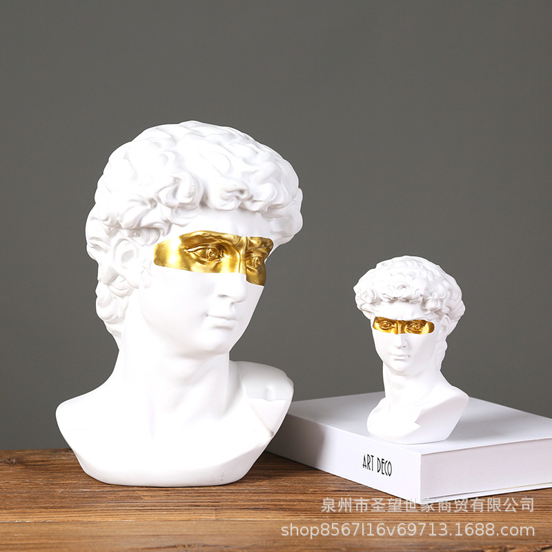 Adornos escultóricos de estilo nórdico.Estatua dorada de David.Decoración para cafeterías.Piezas artísticas artesanales.