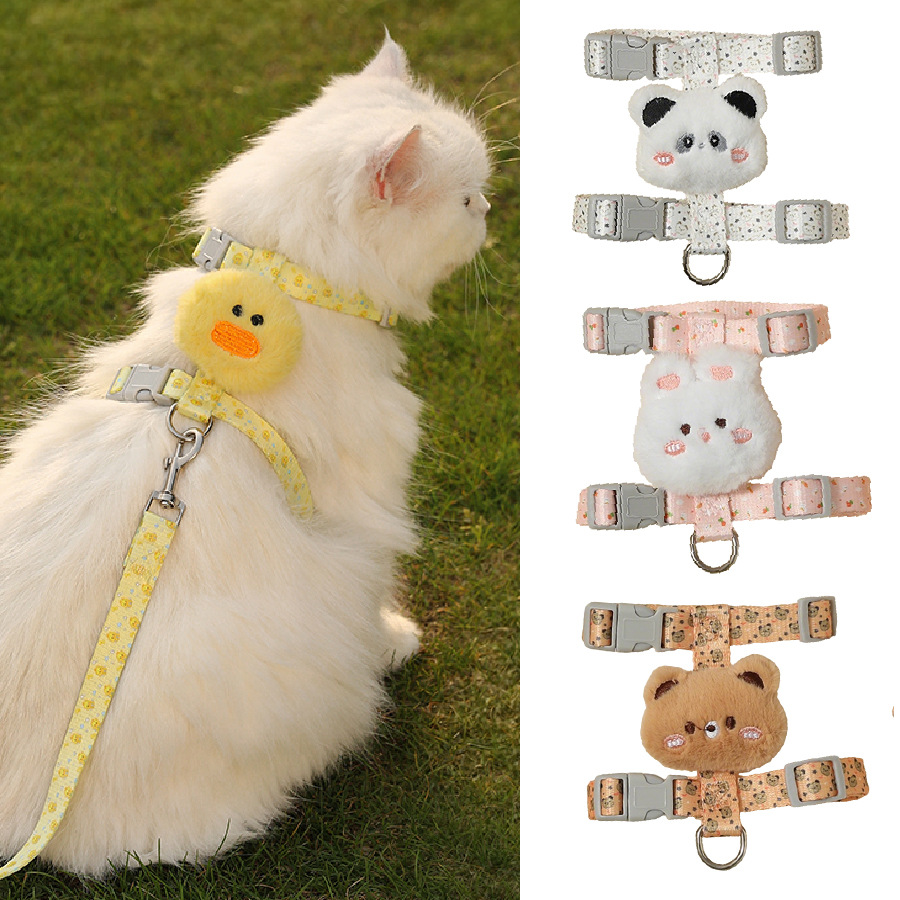 Cuerda de tracción para gatos transfronteriza, anti-pérdida, cuerda ajustable para pasear a los gatos, correa para el pecho para salir, suministros para perros