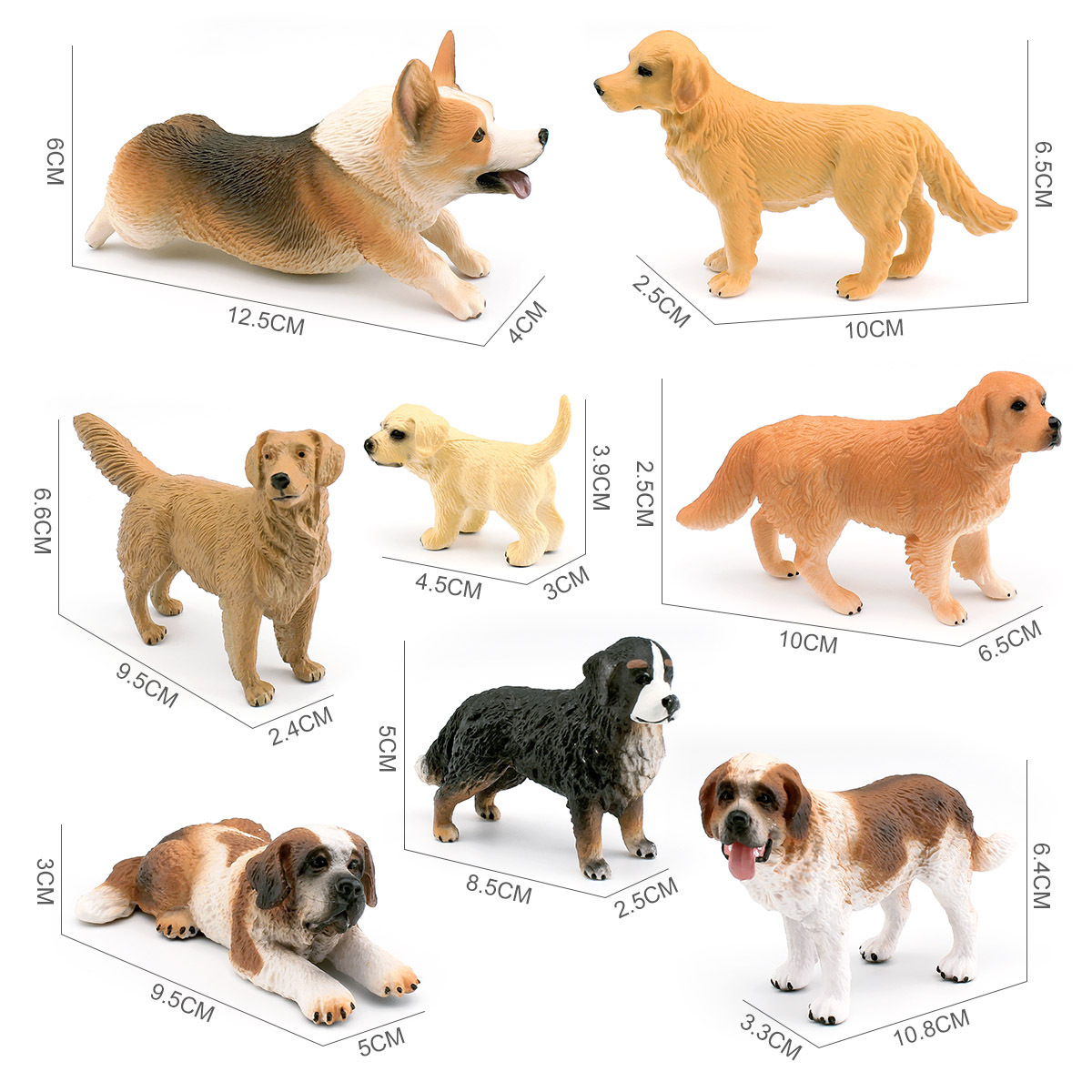 Modelo de perro de simulación transfronteriza bona perro de montaña San Bernardo perro golden retriever pierna corta Corgi juguete de decoración de escritorio
