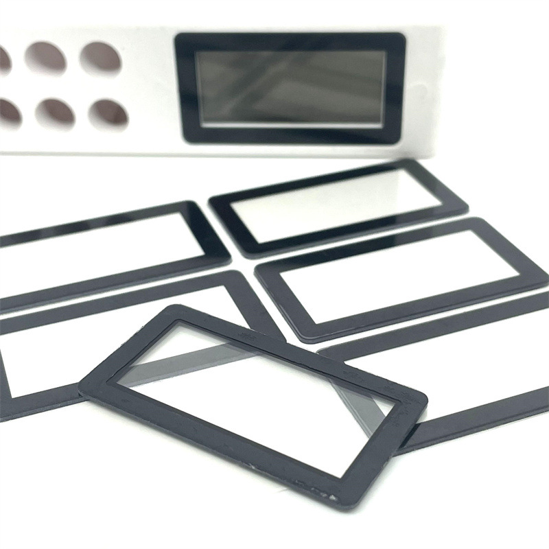 定 制丝印加 工PC亚克力透明视窗保护镜片黑色边框带高粘双面胶