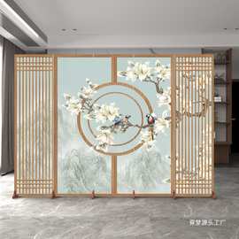 新中式国风仿古屏风隔断办公室家用卧室客厅玄关移动推拉折叠