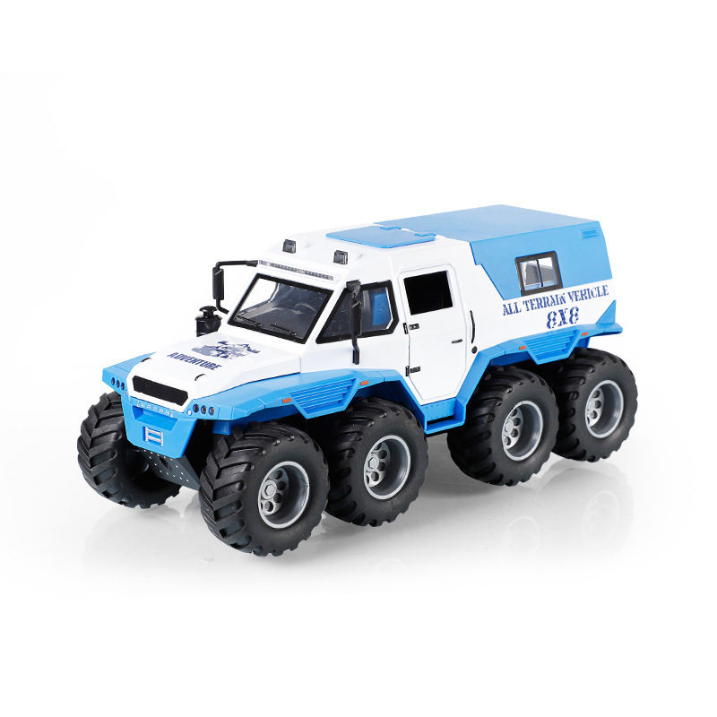 Modelo de coche de aleación de simulación Jianyuan 1:24 conquistador chamán Tire hacia atrás vehículo todoterreno con sonido y luz modelo de coche de juguete adornos