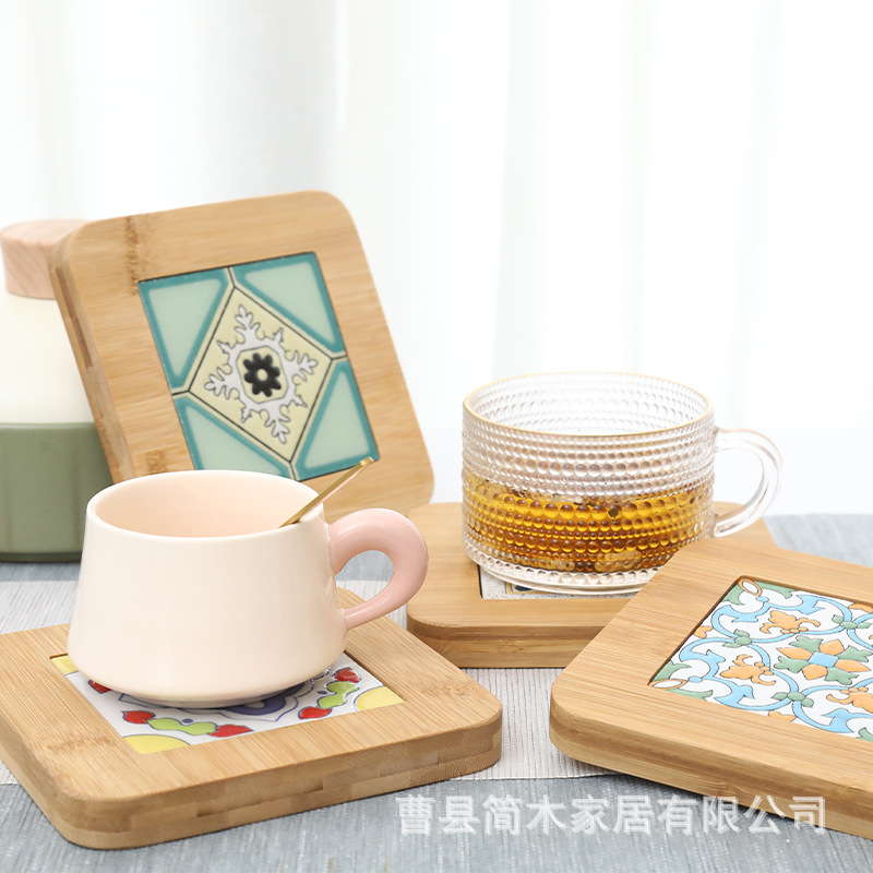 Alfombrillas de Madera Maciza Estilo Japonés al por Mayor, Alfombrillas Aislantes para Ollas, Posavasos, Manteles Individuales, Alfombrillas para Cazuelas, Resistentes a Altas Temperaturas para Cocina