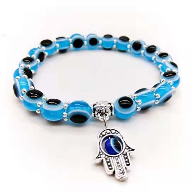 Bohemian Devilu0027S Eye Hand Of Fatima Resin Beaded Stoving Varnish Unisex Bracelets 1 Piece