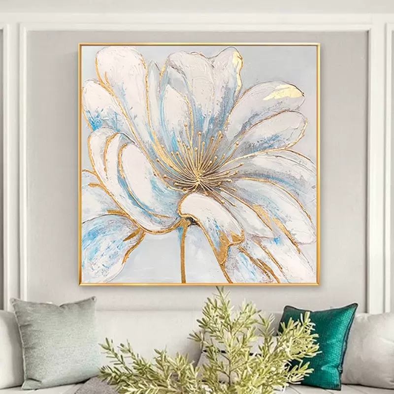 纯手绘油画鲜花肌理装饰画简约挂画大气客厅彩绘餐厅沙发样板房