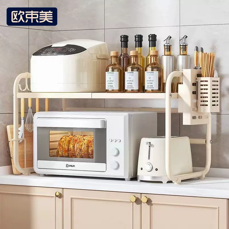 微波炉置物架不锈钢厨房收纳置物架台面家用多功能电饭煲收纳架