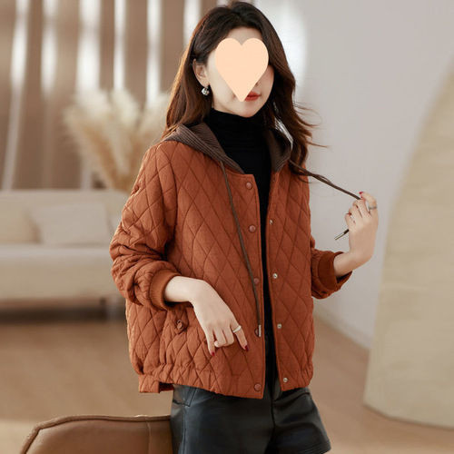Lightweight Cotton Puffer Jacket for Women 2025 Winter New Korean Style Loose Plus Size Hooded Cotton Coat Outerwear for Women