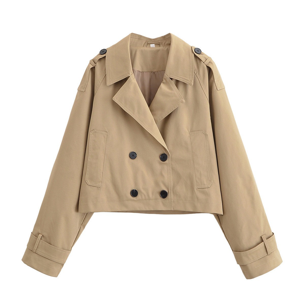 Qadın üçün qısa casual trench palto, yüngül küləkqoruyucu