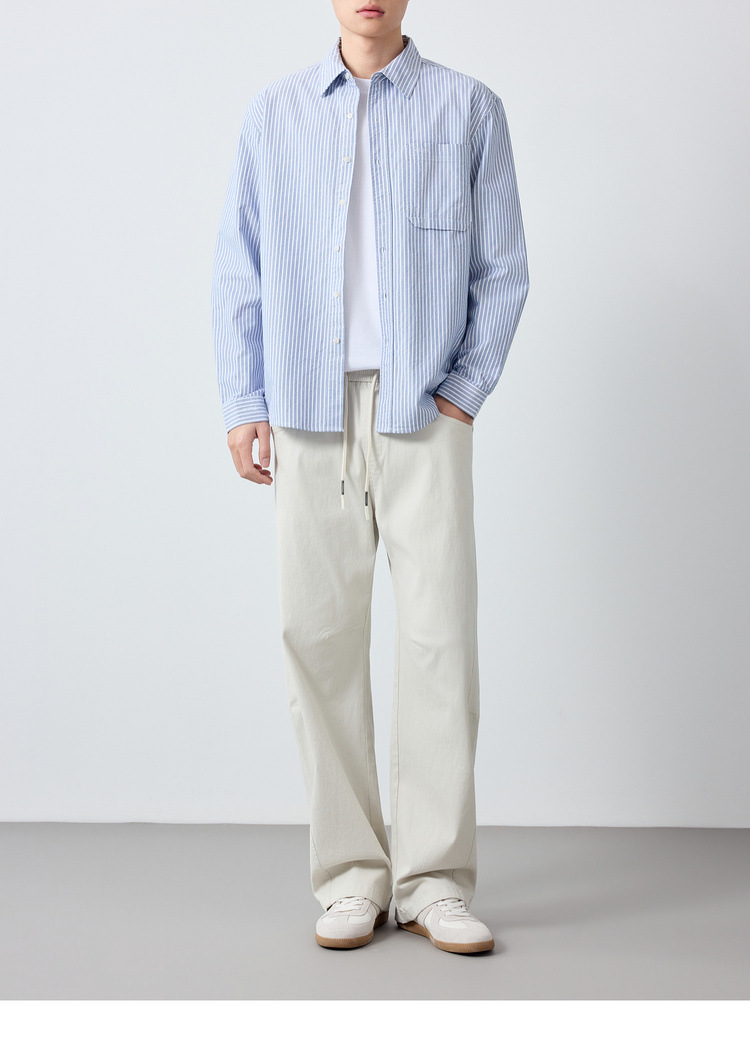 Áo sơ mi nam dài tay sọc Oxford cotton cao cấp phong cách công sở — Xanh ngọc lam tốicolor chi tiết 18