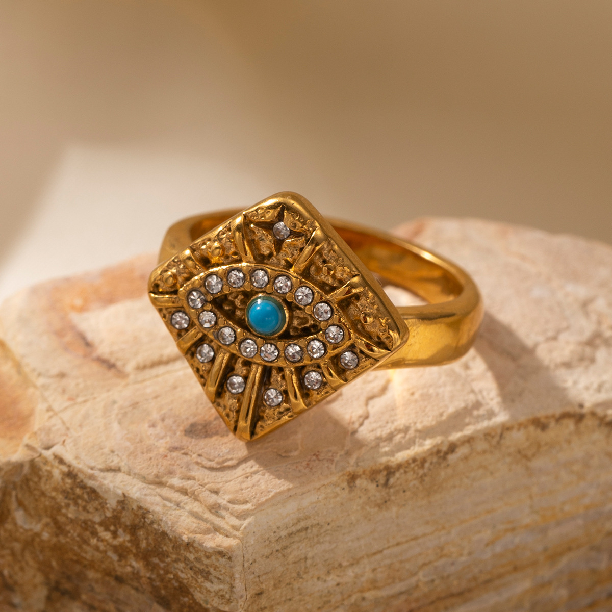 Taina personalidad joyería de moda europea y americana anillo de acero inoxidable mujer nicho ligero lujo anillo de zircon transfronterizo joyería