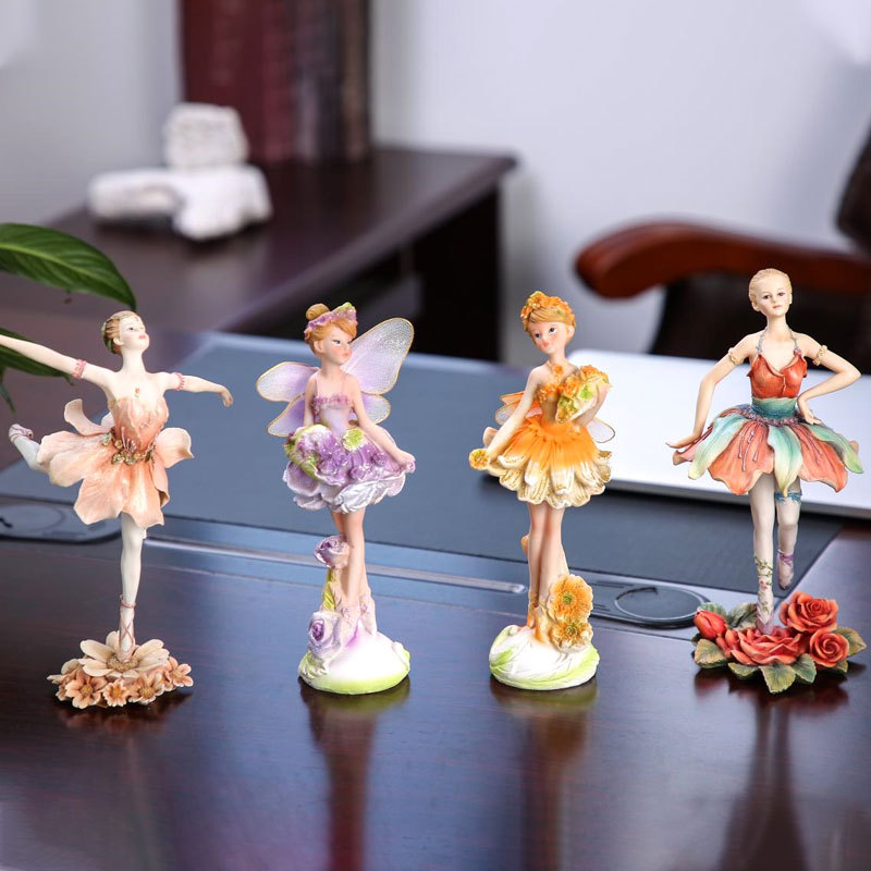 Decoración del hogar de hadas de La Flor Linda decoración creativa artesanía de resina escultura al aire libre patio Joyería de Dibujos Animados