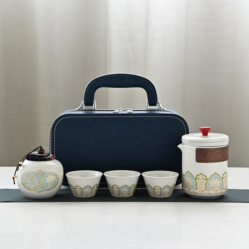 Blue leather bag [white porcelain]