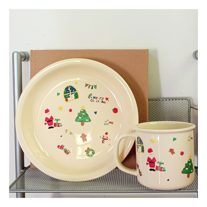 Christmas Cup Limited Ceramic Plate Household Tableware Dish Cartoon Cute Cyber Celebre Dessert Plate Children's Gift