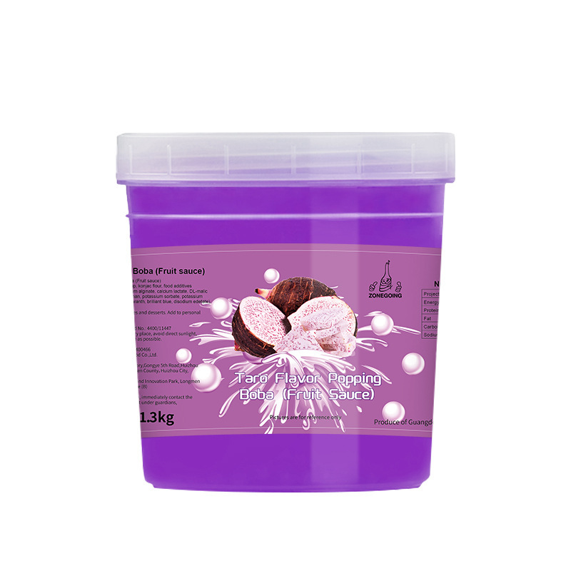 Pearl Milk Tea Ingredients Popping Eggs 1.3kg Taro Flavor Popping Beads Can Be Customized Wholesale Ginger Milk Thai Milk Green