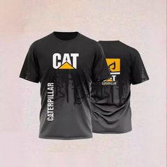 TK人気 CAT掘削機 3D立体インク メンズT アメリカンワークウェア風 通気速乾半袖Tシャツ