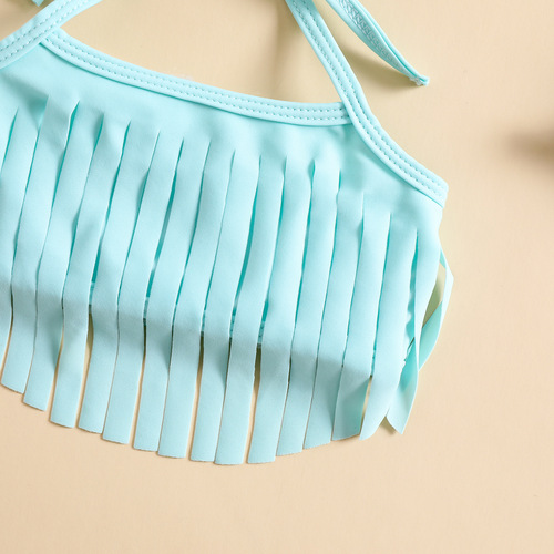 Mermaid baby girl girl tassels split swimming suit sunscreen princess sunscreen dress bubble sleeves upgrade little princess