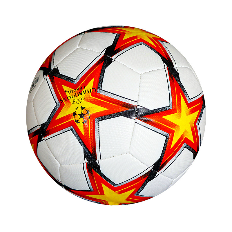 Torneo de la Liga de Campeones Fútbol cosido a mano pu4 No. 5 Fábrica de Football Venta al por mayor Comercio exterior 21 Estrella roja naranja
