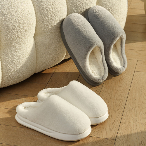 Cotton slippers, women's autumn and winter indoor thick sole and non-slip office home fashion fluffy cotton slippers, men's bag and heel