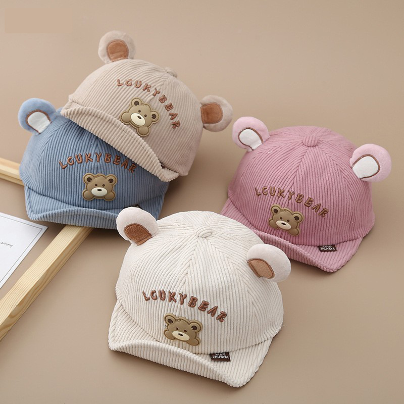 Sombrero para bebés otoño y invierno grueso para bebés masculinos y femeninos primavera y otoño lindos osos sombreros de protección solar