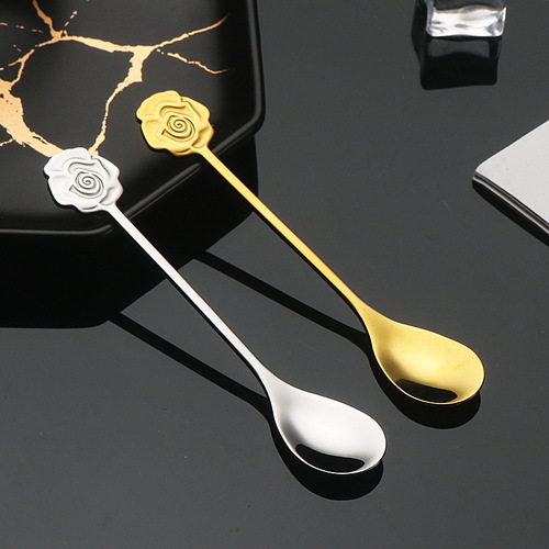 304 stainless steel coffee spoon, creative and cute mixing spoon, Internet celebrity INS dessert ice cream honey spoon, golden table spoon