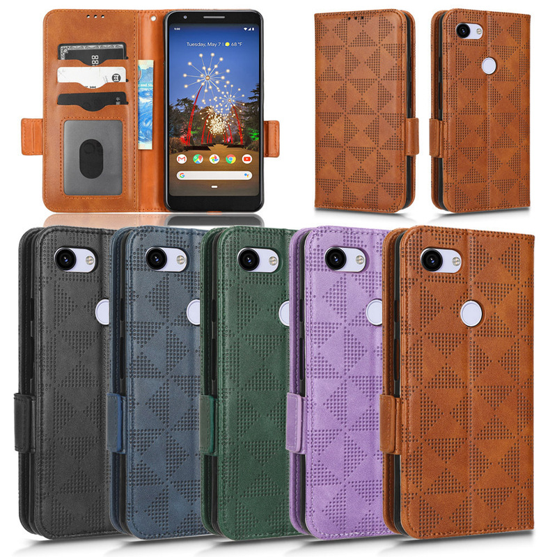 Applicable to Google Pixel3A XL symmetrical triangle phone case Pixel 3XL protective case flip leather case card holder Applicable to Google Pixel3A XL symmetrical triangle phone case Pixel 3XL protective case flip leather case card holder