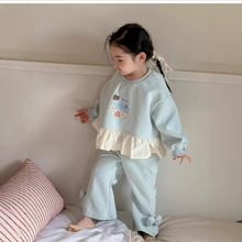 韩国童装女童套装秋季2025新款洋气儿童卡通卫衣女宝宝卫裤两件套