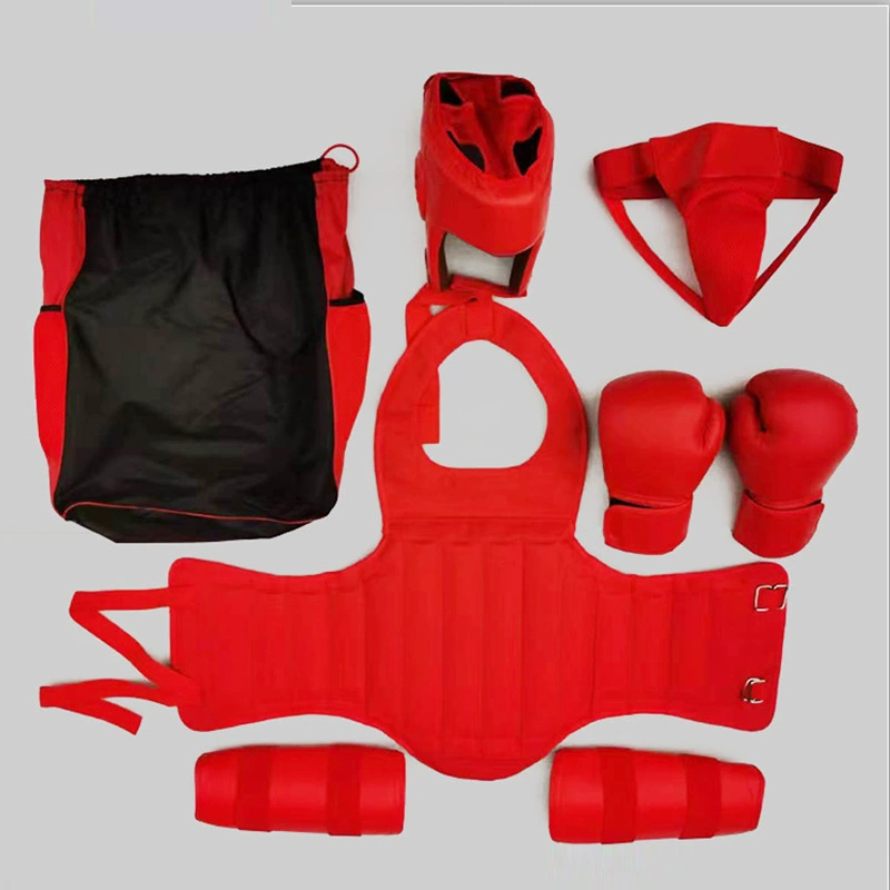 Индивидуальный оптовый комплект защитного снаряжения для бокса и спарринга, комплект для бокса и боевых тренировок, защита головы, защита ног, защита груди, комплект защиты паха