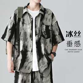 运动服套装男夏季短袖T恤篮球衣休闲短裤两件套韩版潮流2026现货