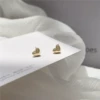 49# small earrings-golden solid heart