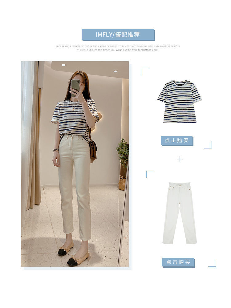 All seasons! The shape of the pants is really great! Straight-leg jeans for women in the 9-inch range are versatile. Cigarette tubes can make you look slimmer. High-waisted pants are trendy pic 8