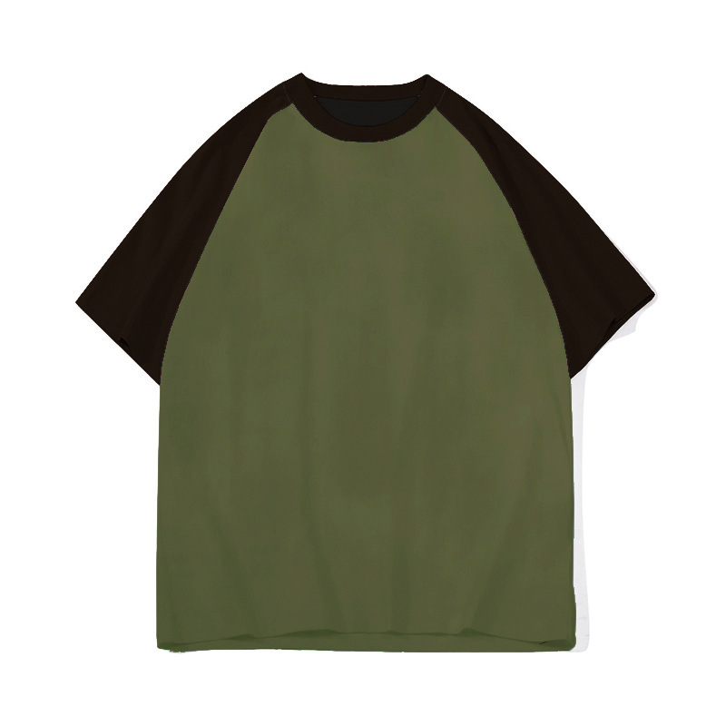 コントラストカラーステッチラグランスリーブ純綿半袖Tシャツカスタム広告文化シャツラウンドネック作業服クラス制服DIYカスタマイズ|undefined