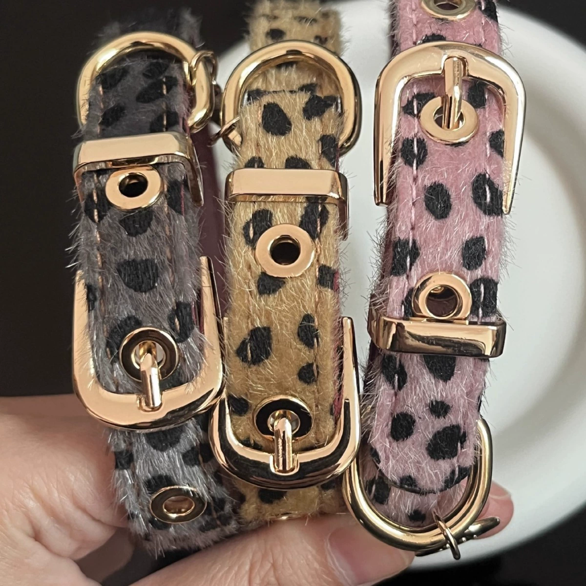 Леопардовый конский шерсть Choker ошейник Y2K Сладкая крутая горячая девушка нишевая дизайн панк кожаный шейный ремень