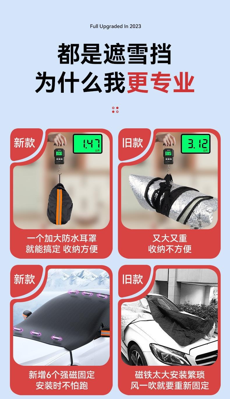 Car Snow Cover, Thickened and Extended, Front Windshield Winter Sunshade, Snow Shield, Anti-Freeze Magnetic Universal Snow Cover