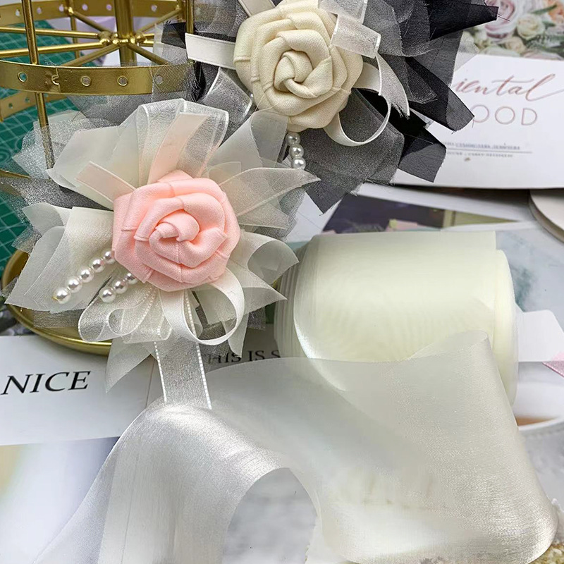 ホット販売 8 センチメートルストリーマー糸織りリボン花靴花帽子花服手袋袖靴下弓アクセサリー