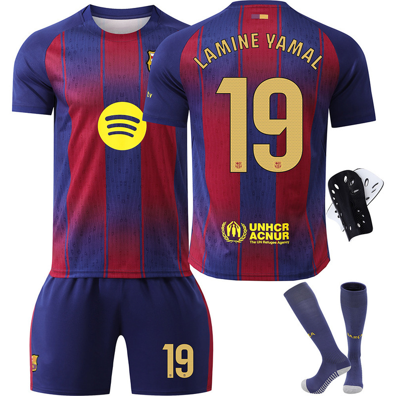 Breathable Quick-Drying Jersey 2526 Barcelona Home 9 Lewandowski No. 19 Yamal 6 Gavi 10 Messi Suit Football Uniform Breathable Quick-Drying Jersey 2526 Barcelona Home 9 Lewandowski No. 19 Yamal 6 Gavi 10 Messi Suit Football Uniform