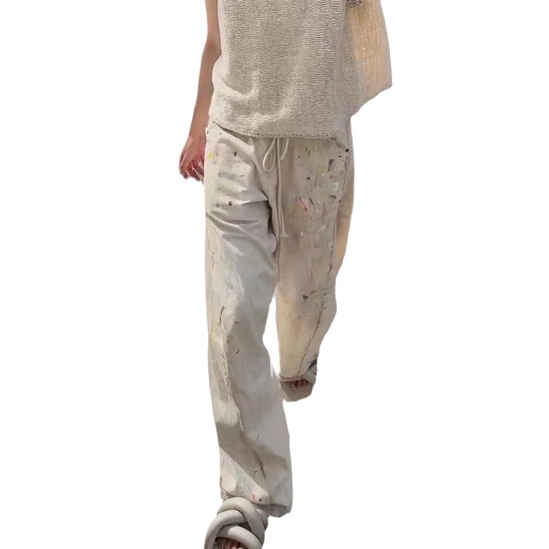Men's Clothing high street washed loose wide leg 3 painter pants stacked jeans _voghion.com