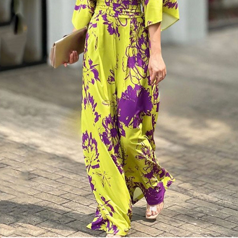 High Waist Waist Line Micro-Elastic Elasticity Daily Occasion Women'S Daily Fashion Flower Full Length Printing