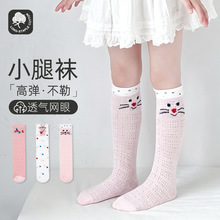 儿童夏季袜子猫咪兔小腿袜长筒儿童薄袜子长筒透气女童袜子夏薄款