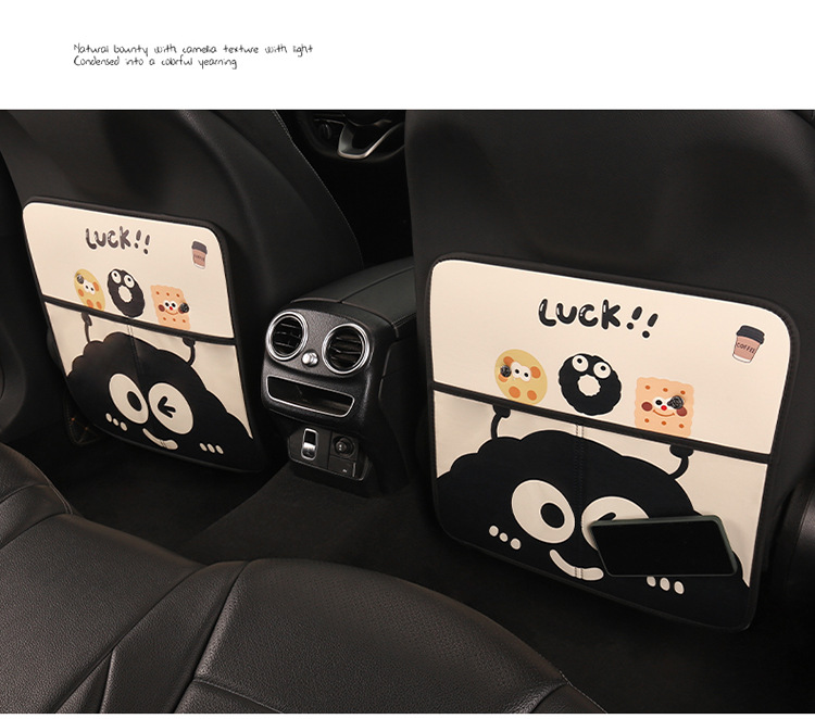Car Seat Back Anti-Kick Pad Storage Bag Kidsren's Anti-Kick Pad Cartoon Cute Briquettes Car Rear Anti-Kick Anti-Fouling Pad