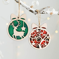 New 2024 Christmas Wooden Small Pendant Round Christmas Ornament Indoor Decor Reindeer Christmas Tree Ornament