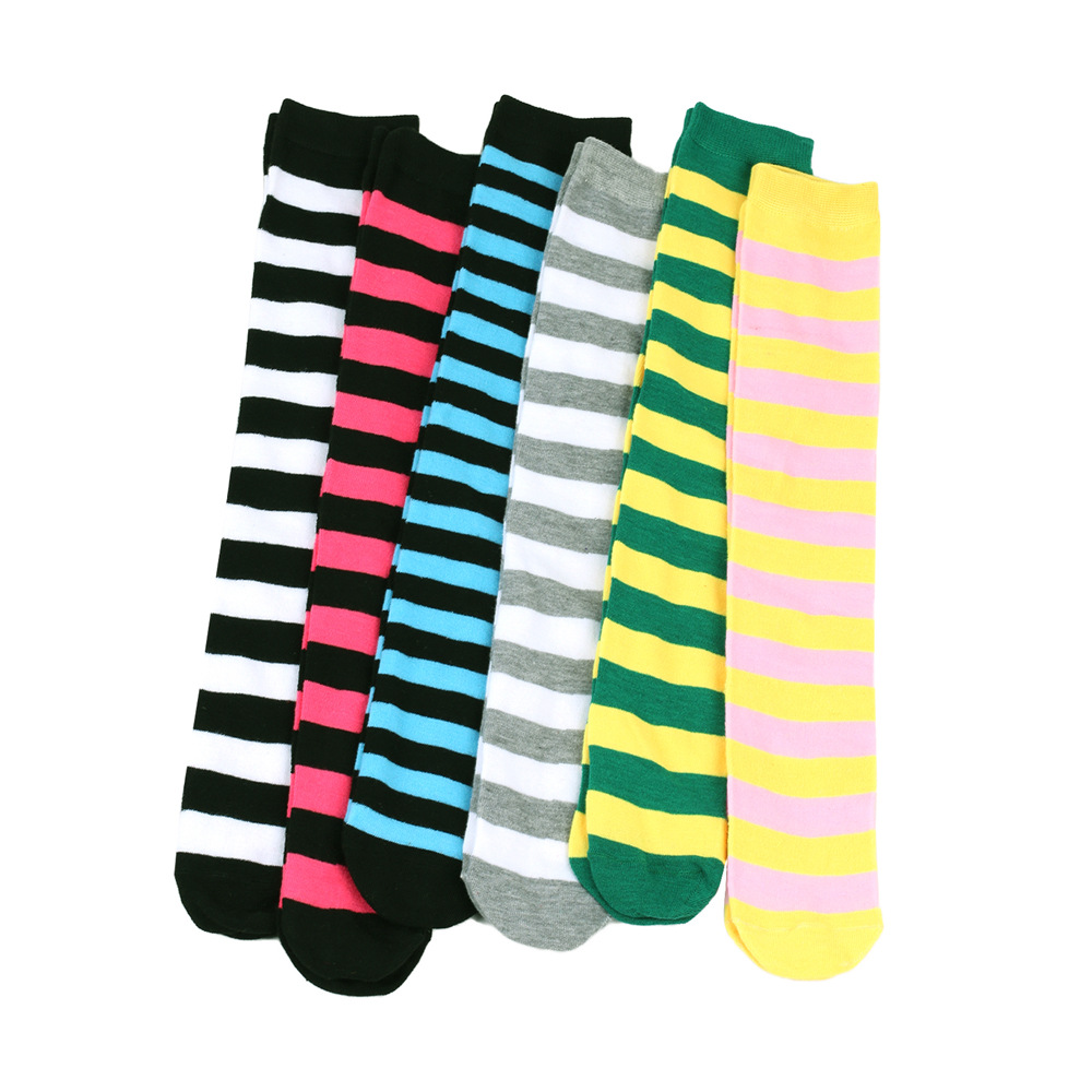Gestreifte Kniestrümpfe Damen Damen Japanisch Harajuku Kreative COSPLAY Baumwolle Kalb Mid-Tube Socken Schwarz Weiß Rosa Weibliche Sox – Detail 9