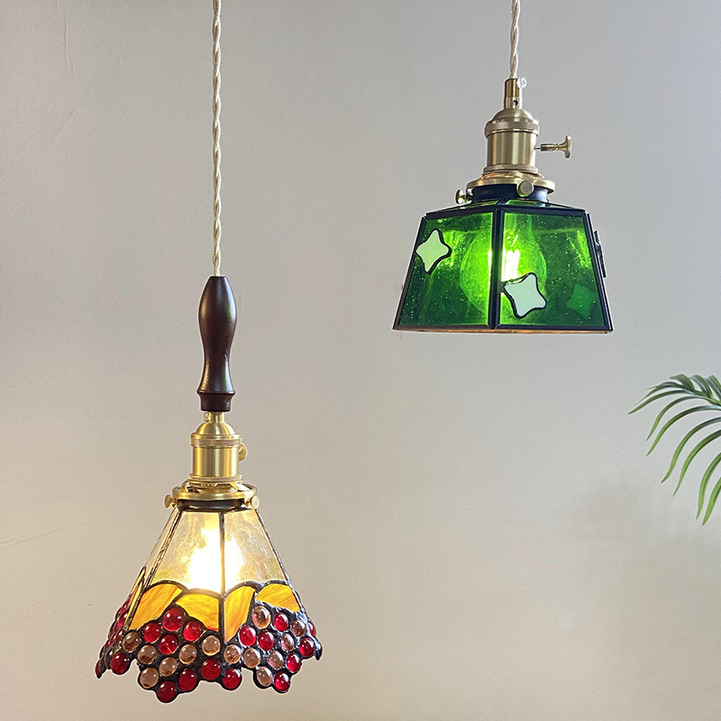 Lámpara de Araña de Vidrio de Estilo Vintage Americano, Fabricada en Cobre, para Restaurante, Bar, Pasillo, Venta Directa de Fábrica en Guangdong Zhongshan